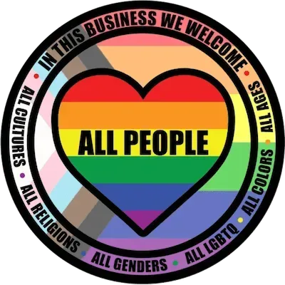 In this business we welcome all people, rainbow lbgtq2+