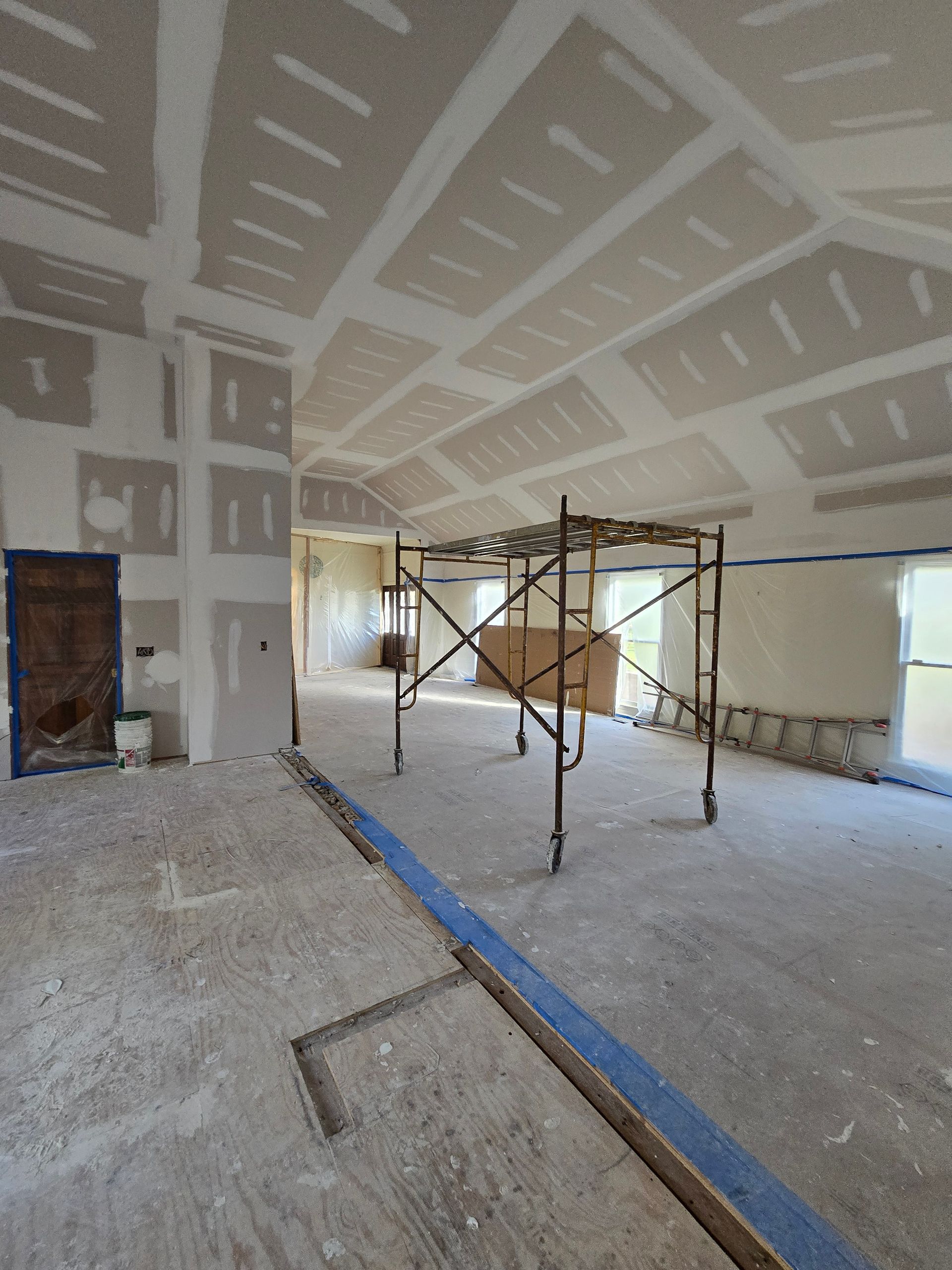 Patched up the raised celling 