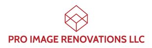 A black and white logo for pro image renovations llc