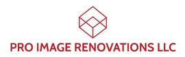 A black and white logo for pro image renovations llc