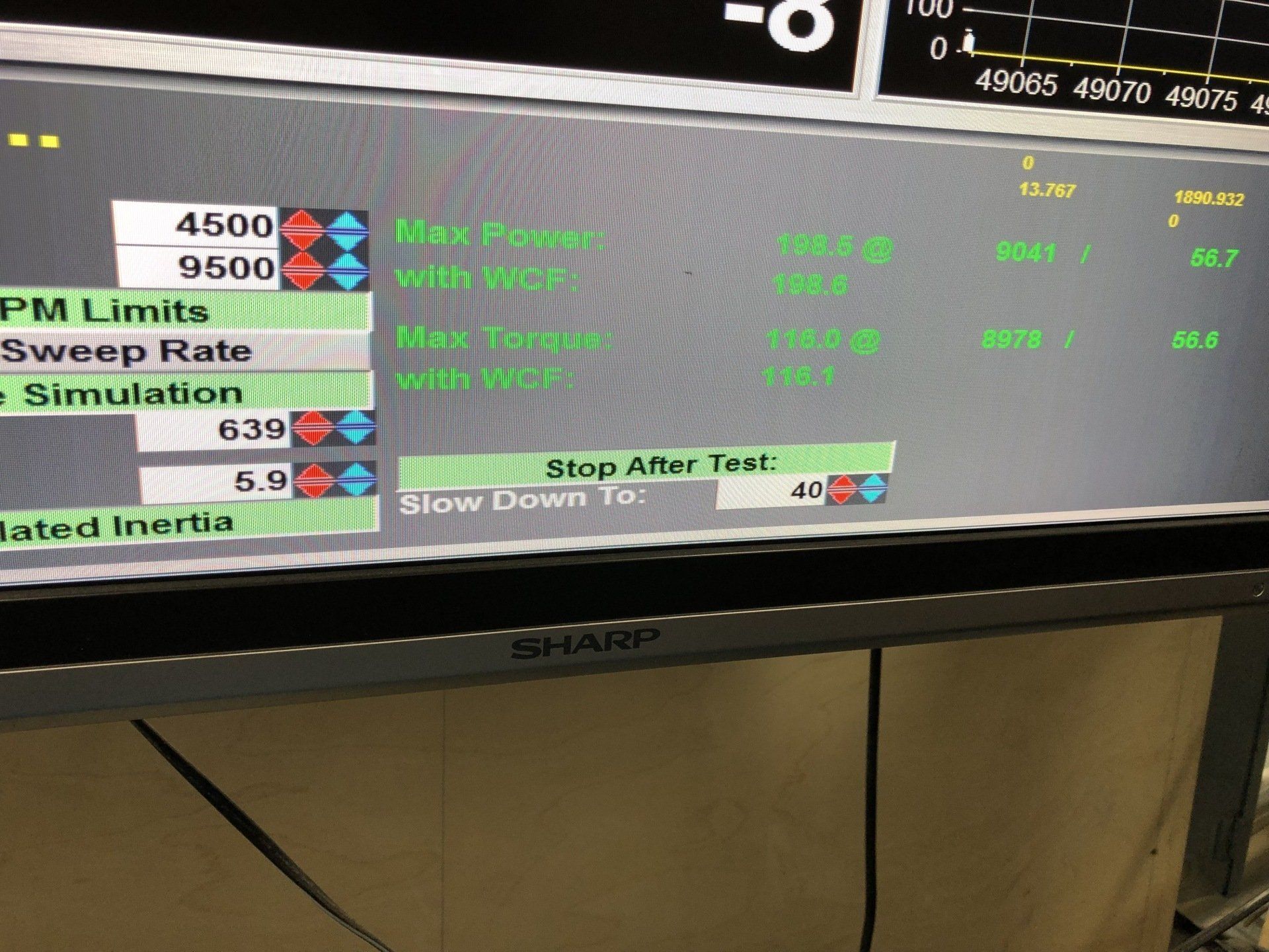 A sharp monitor with a display of pm limits and sweep rate