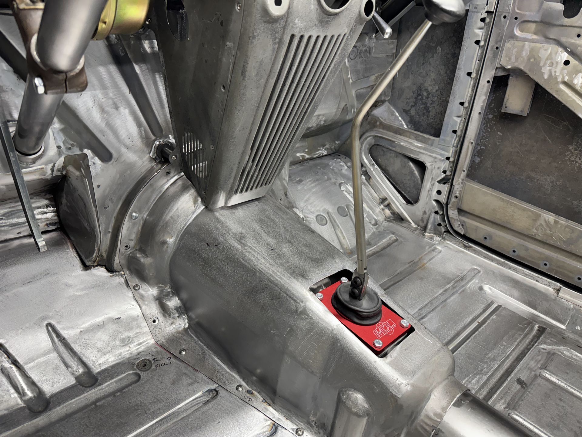 A close up of a metal object in a car