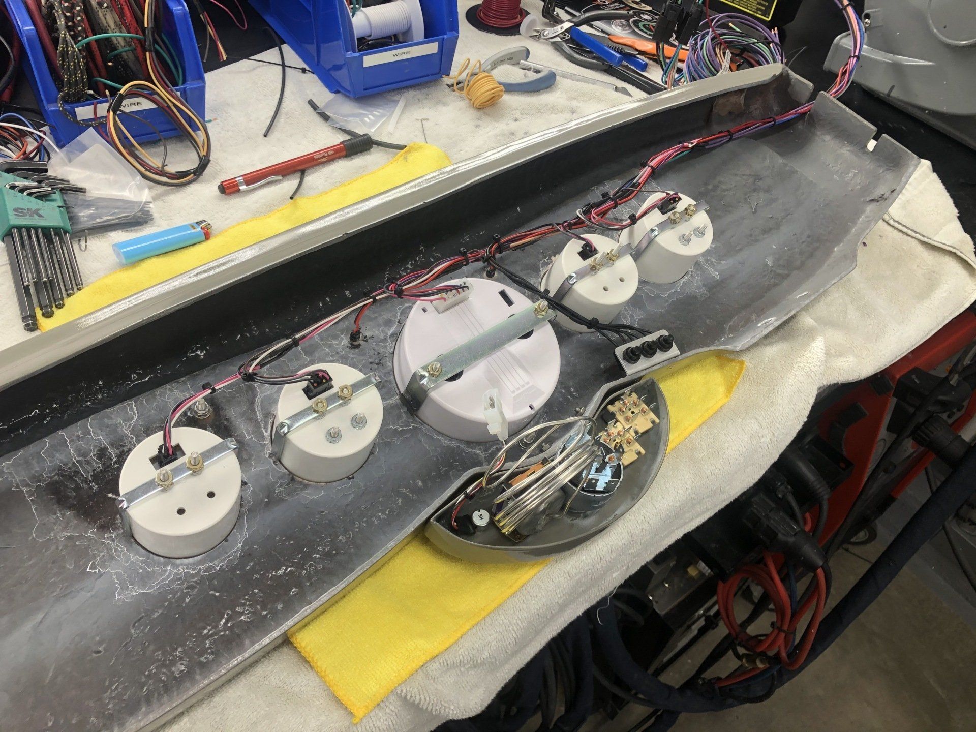 A bunch of wires are laying on a table