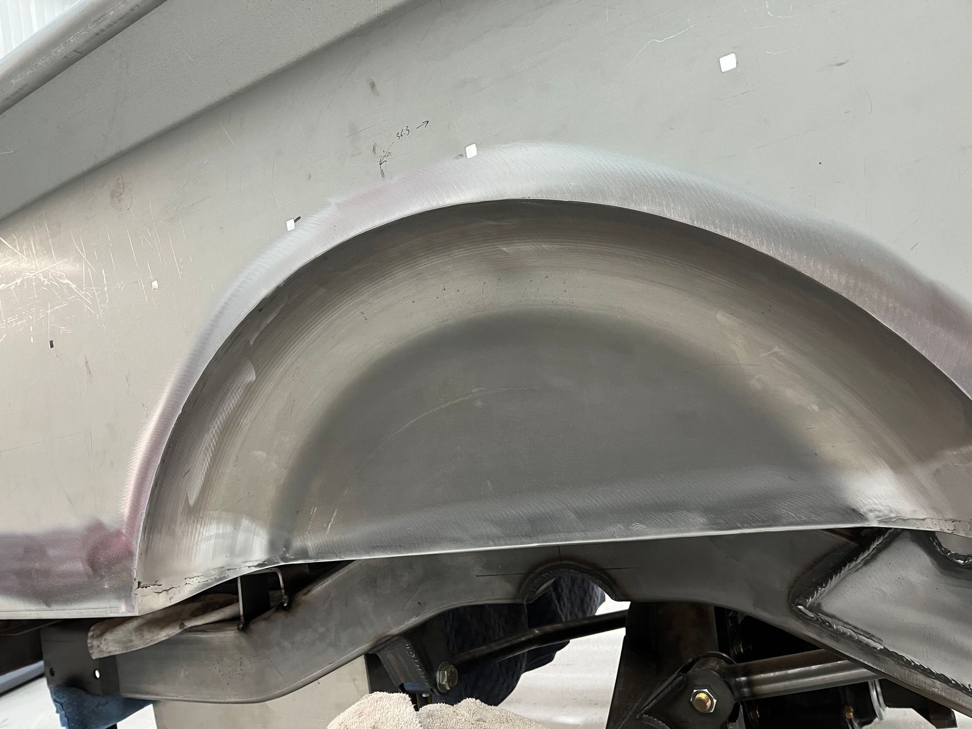 A close up of a fender on a car.