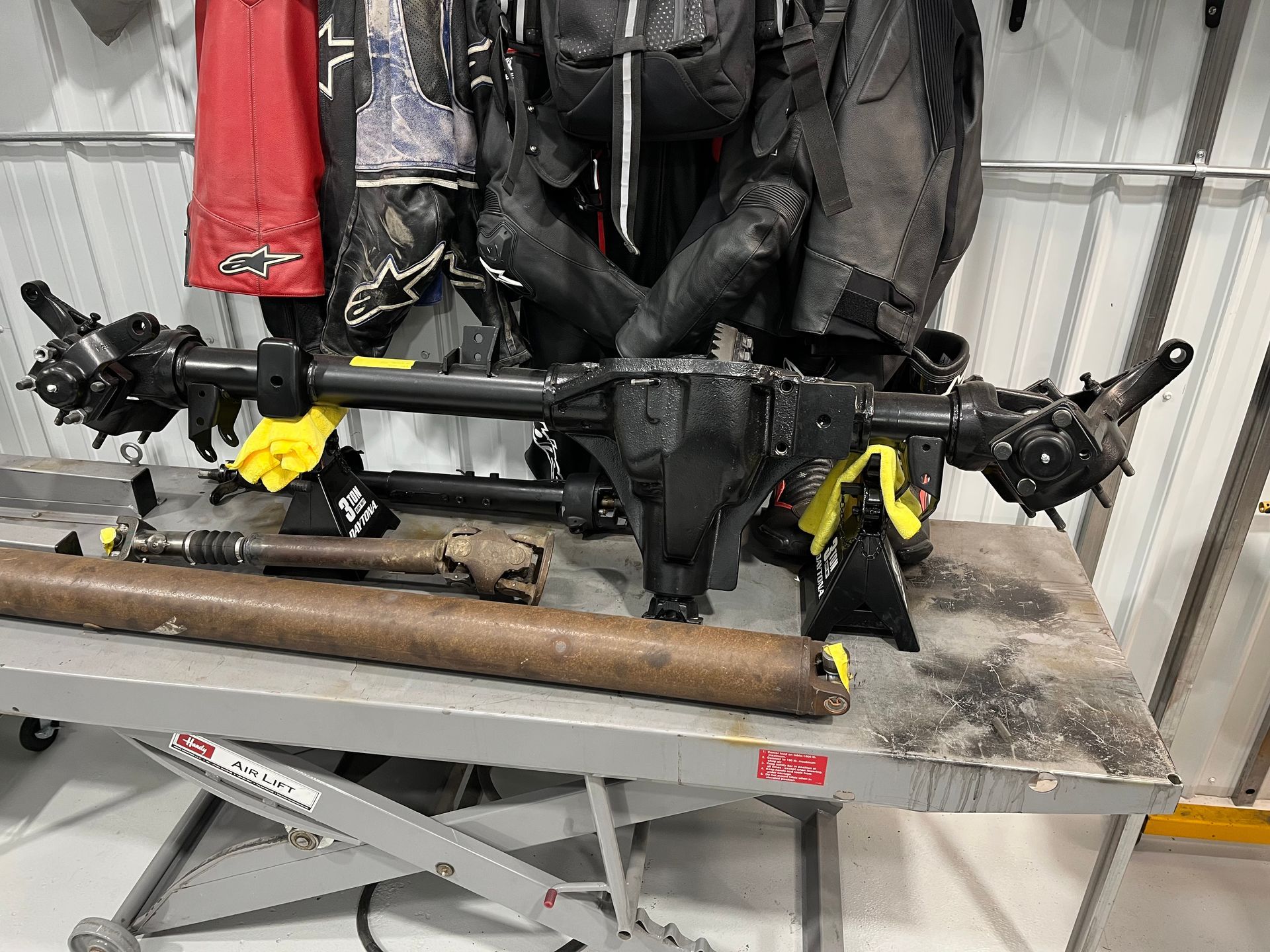 A large piece of metal is sitting on top of a table.