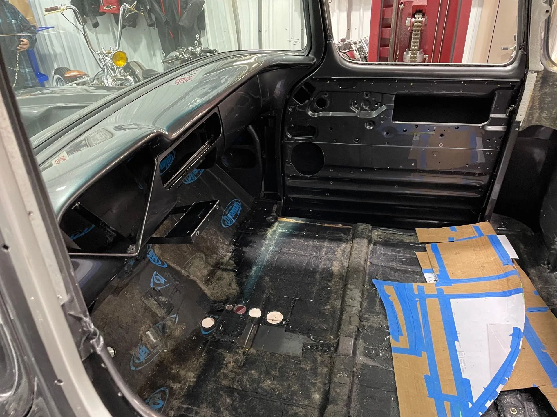 The interior of a truck is being remodeled.