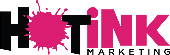 A pink and black logo for hot ink marketing