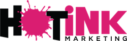 A pink and black logo for hot ink marketing