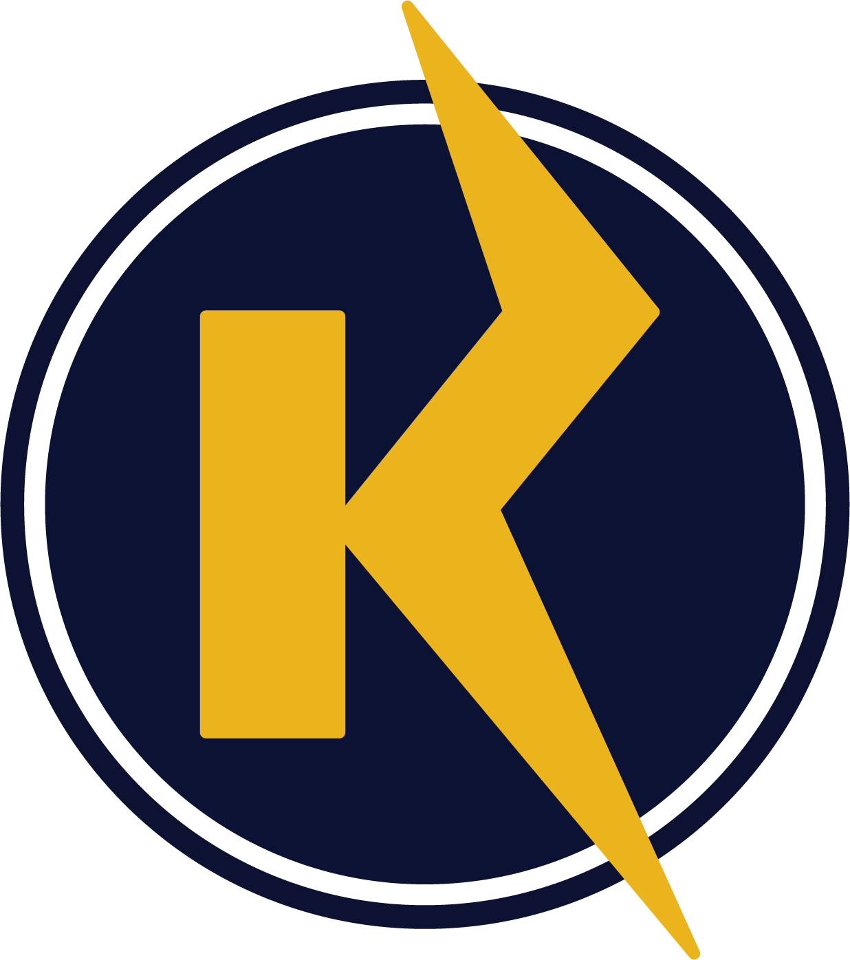 The letter k is in a blue circle with a yellow lightning bolt in the K