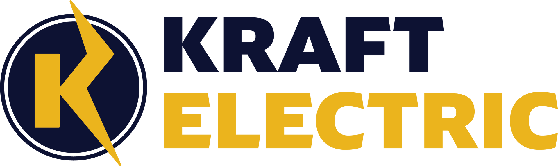 A logo for kraft electric with a lightning bolt in the K.