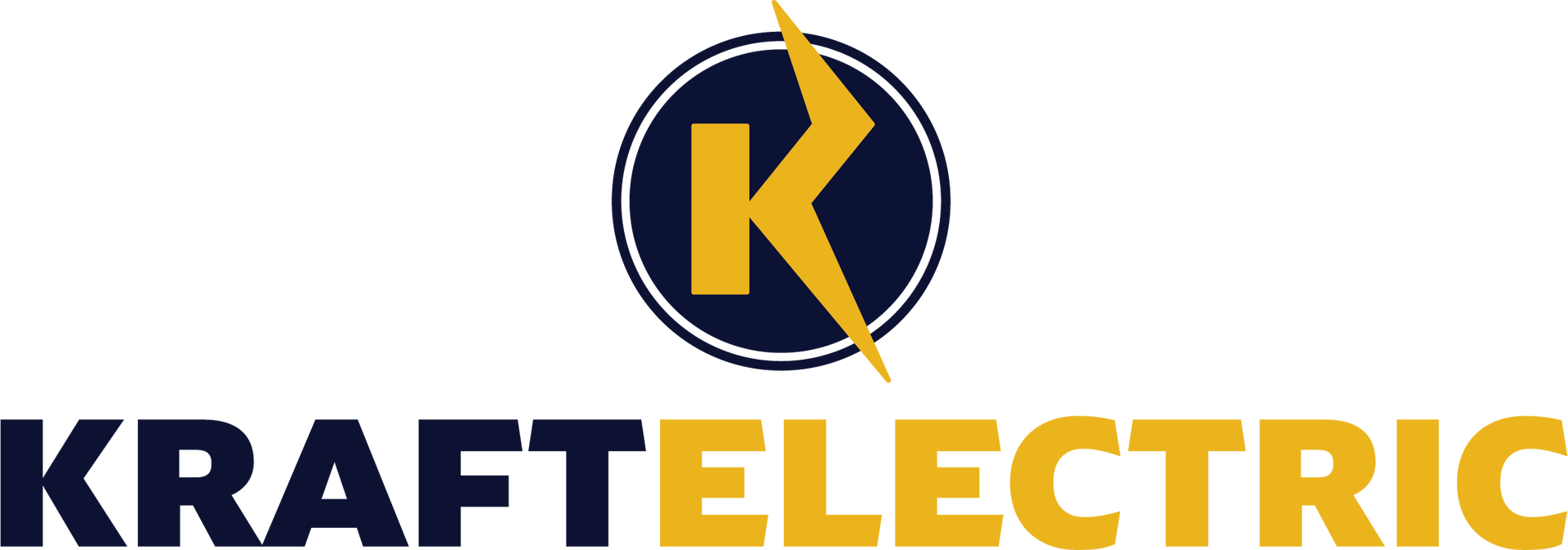 A logo for kraft electric with a lightning bolt in the K