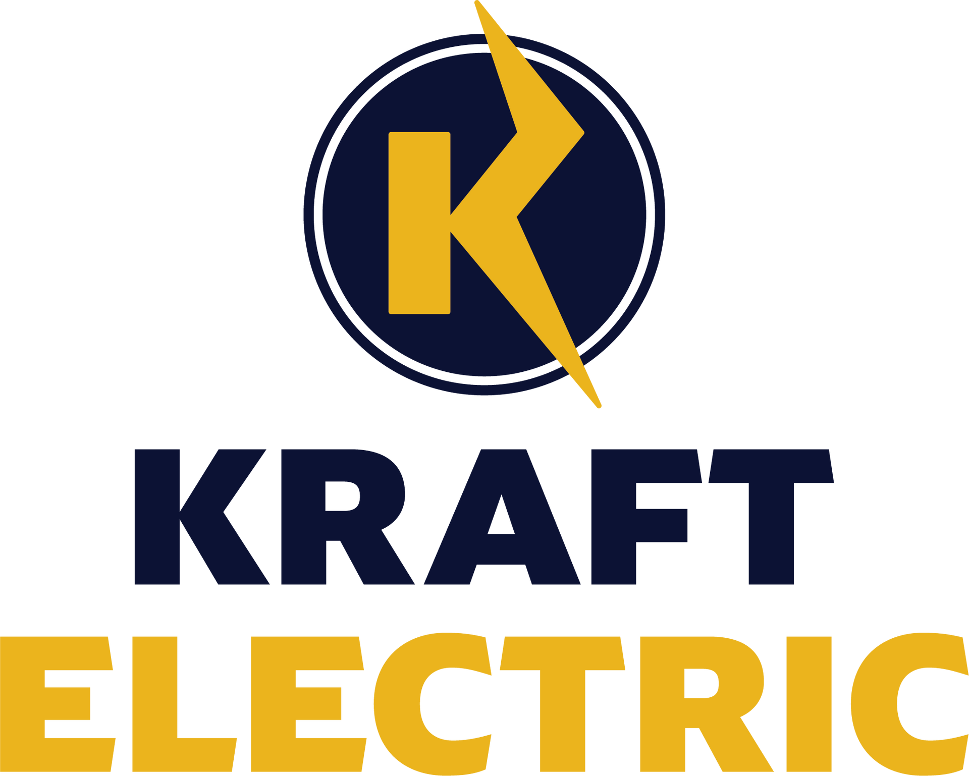 A logo for kraft electric with a lightning bolt in the K