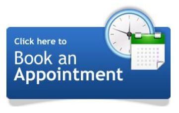 A blue button that says click here to book an appointment