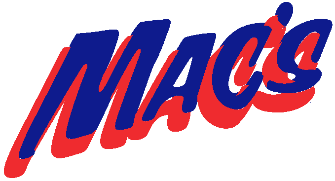 A blue and red mac 's logo on a white background