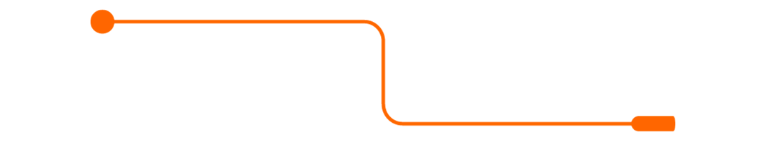 A drawing of an orange line on a white background.