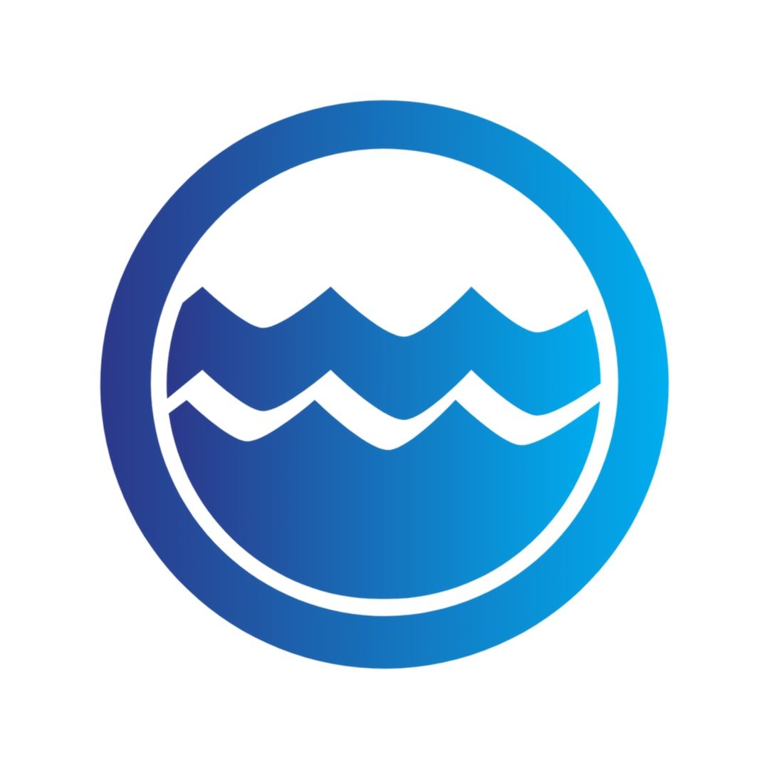 Blue waves inside a blue circle.