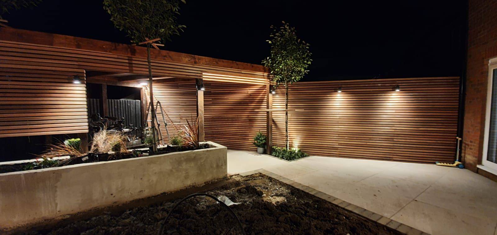 modern garden design with trees