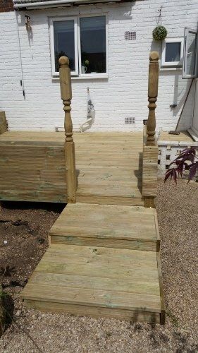 wooden steps with banister