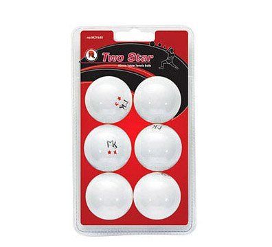 2 Star White Table Tennis Balls - 6 Pack