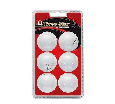 3 Star White Table Tennis Balls - 6 Pack