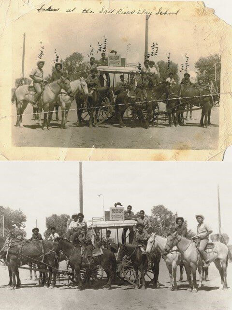Before and after photo of horsemen — photo restoration in Tempe, AZ
