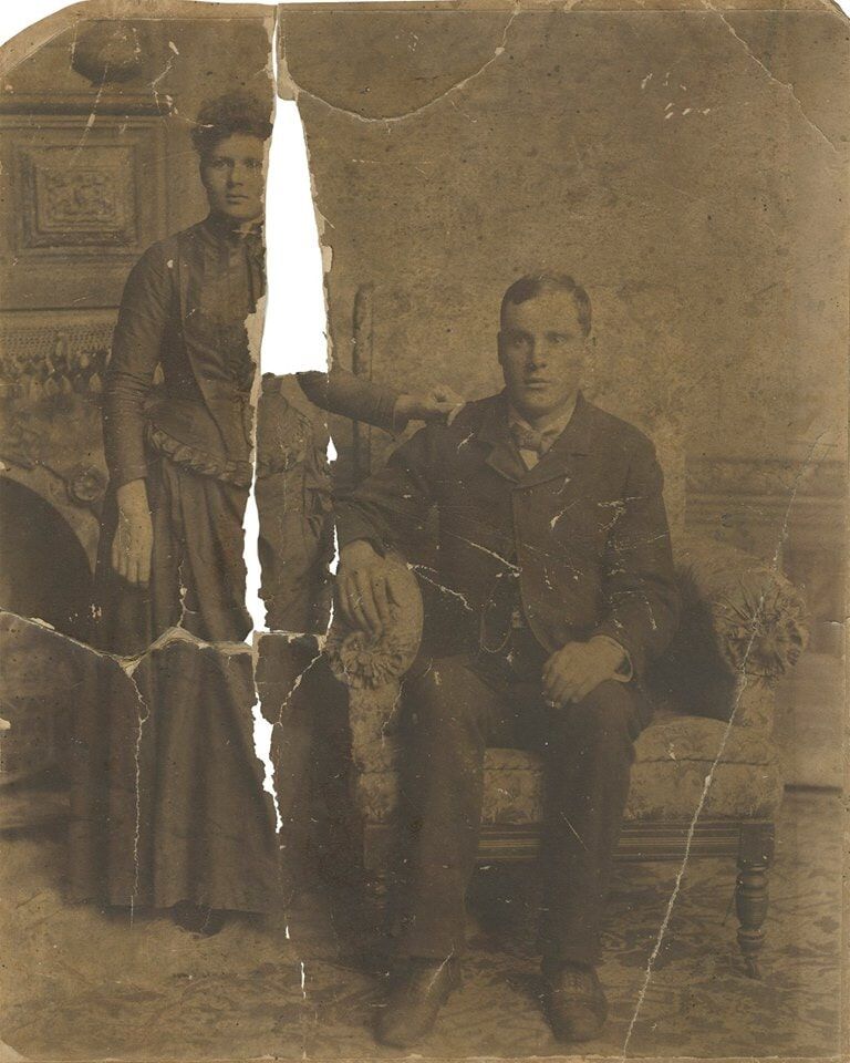 Vintage photo of a couple before restoration— photo restoration in Tempe, AZ