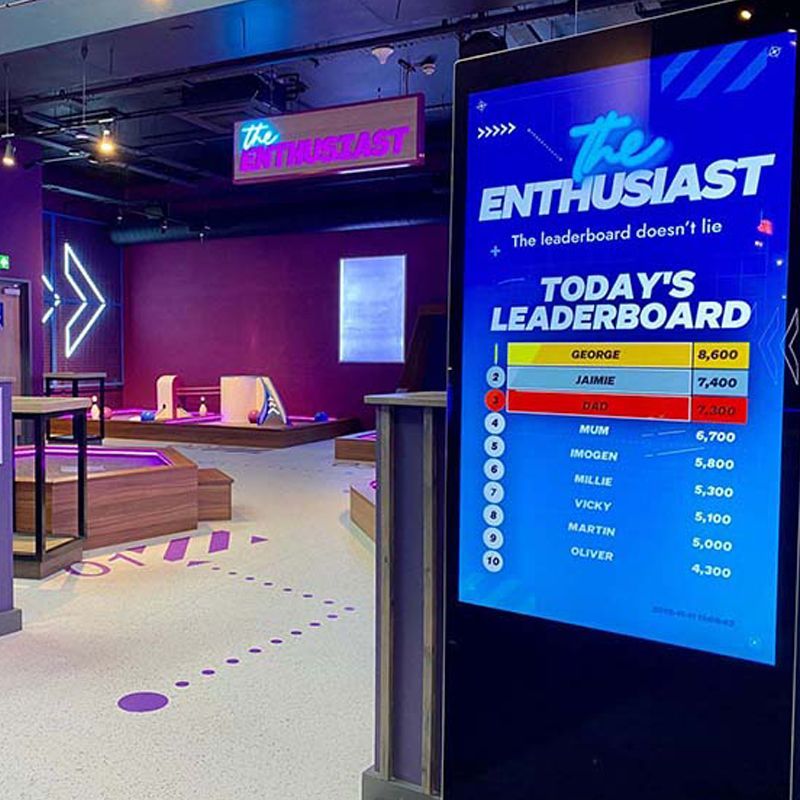 A sign that says the enthusiast today 's leaderboard