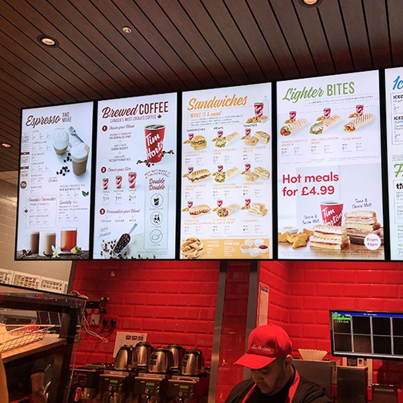 Digital Menu Board at a fast food restaurant