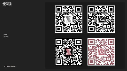 Four different qr codes are shown on a black background