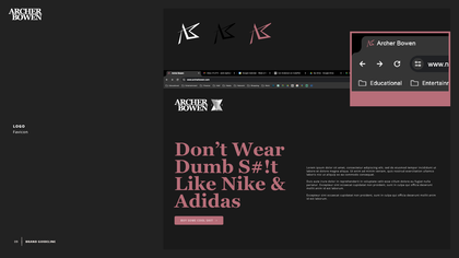 A brand guide showing website brand application