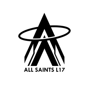 A black and white logo for all saints l17
