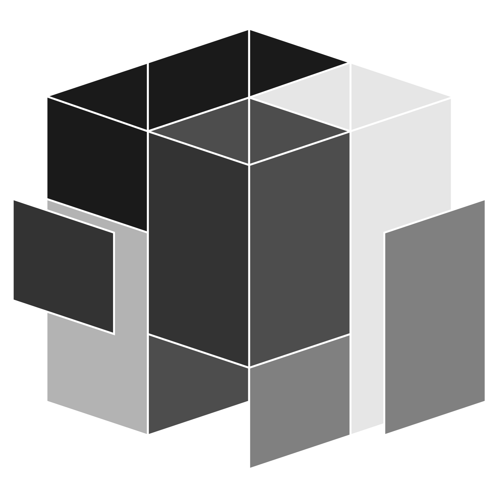 A white icon of an arrow on a blue background