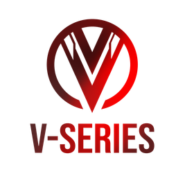 The v-series logo is red and black and looks like a volkswagen logo.