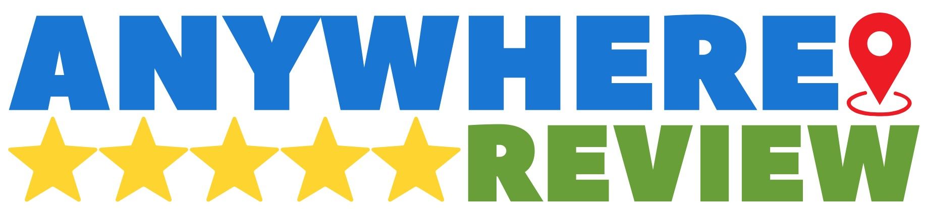 A logo for anywhere review with five stars