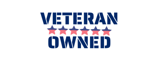 A logo that says `` veteran owned '' with stars on it.