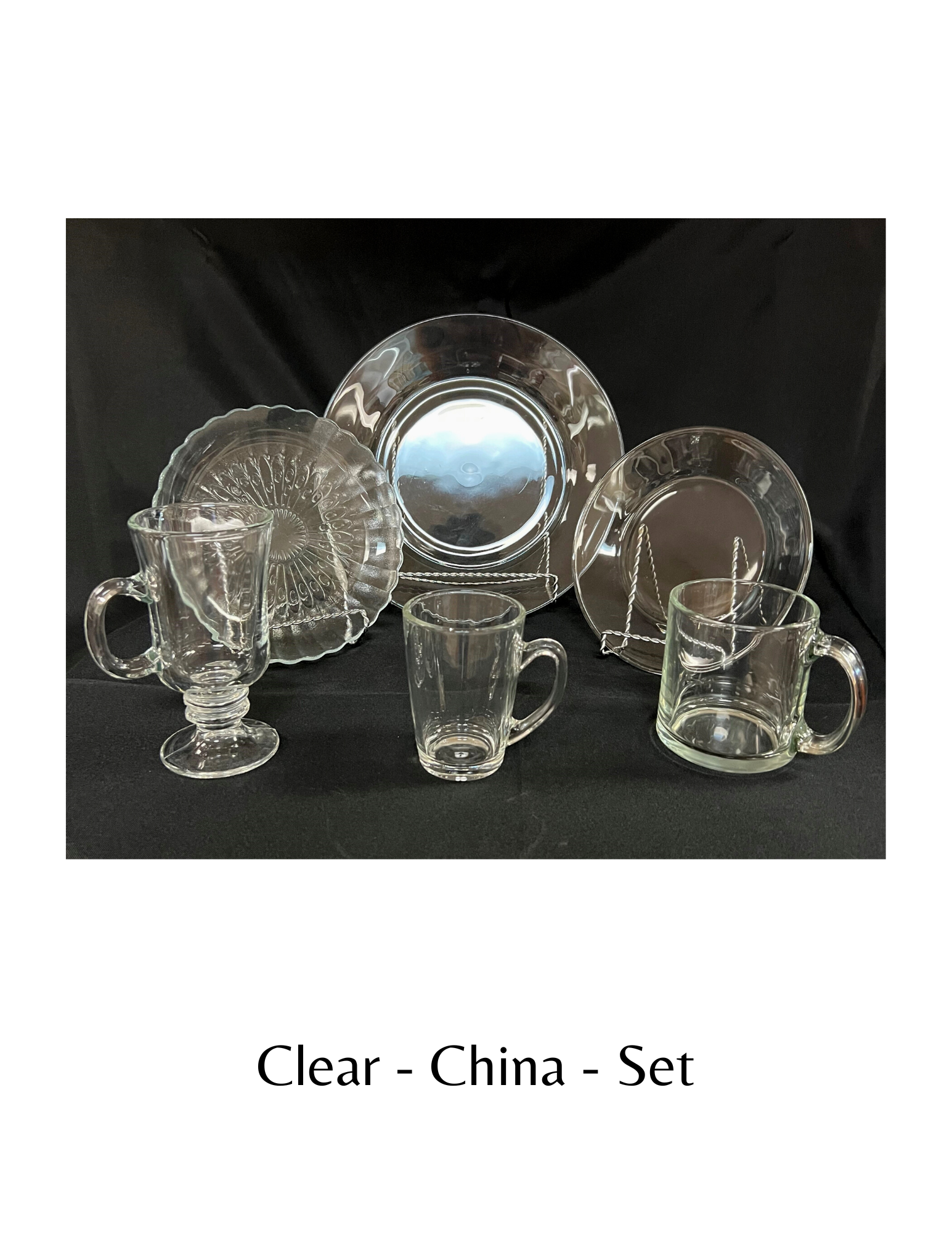 clear china tableware rental