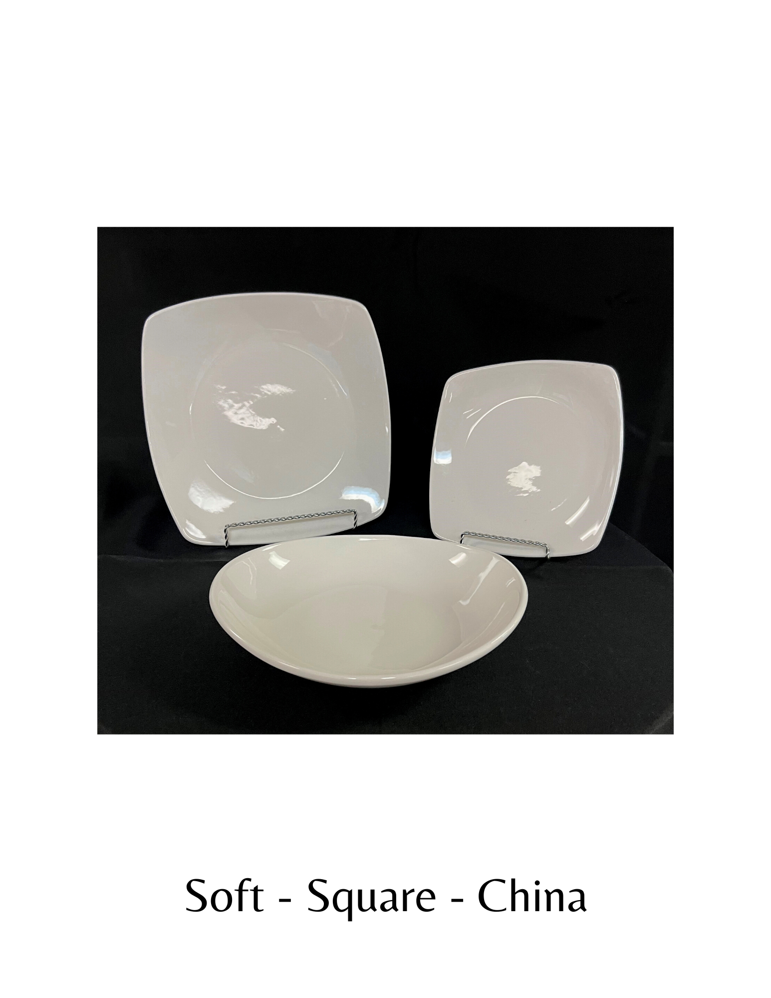 square soft china tableware rental