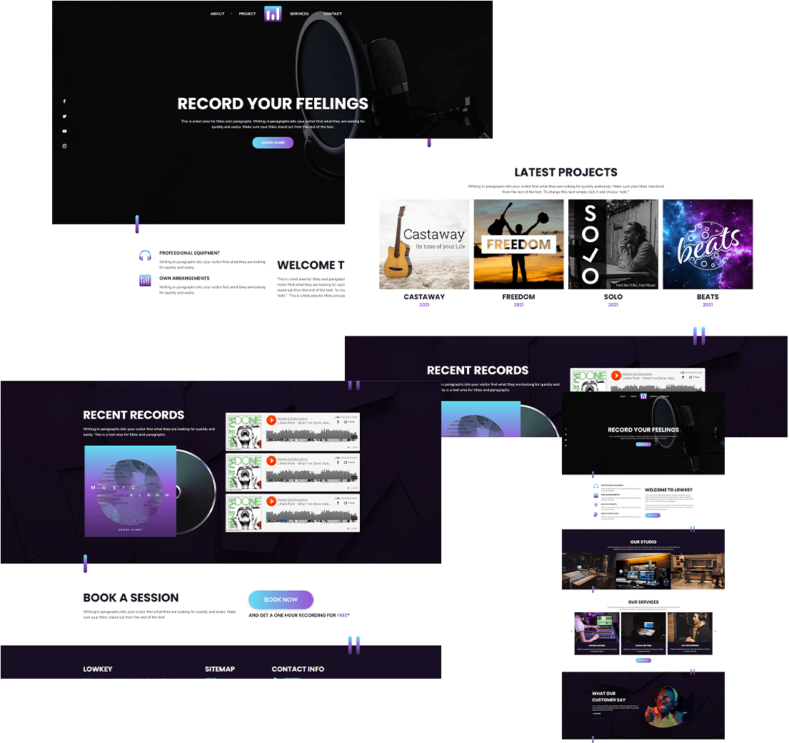TheCamel.co website on a smartphone screen, showcasing Duda solutions with design elements like a clock, user icon, and a play button.