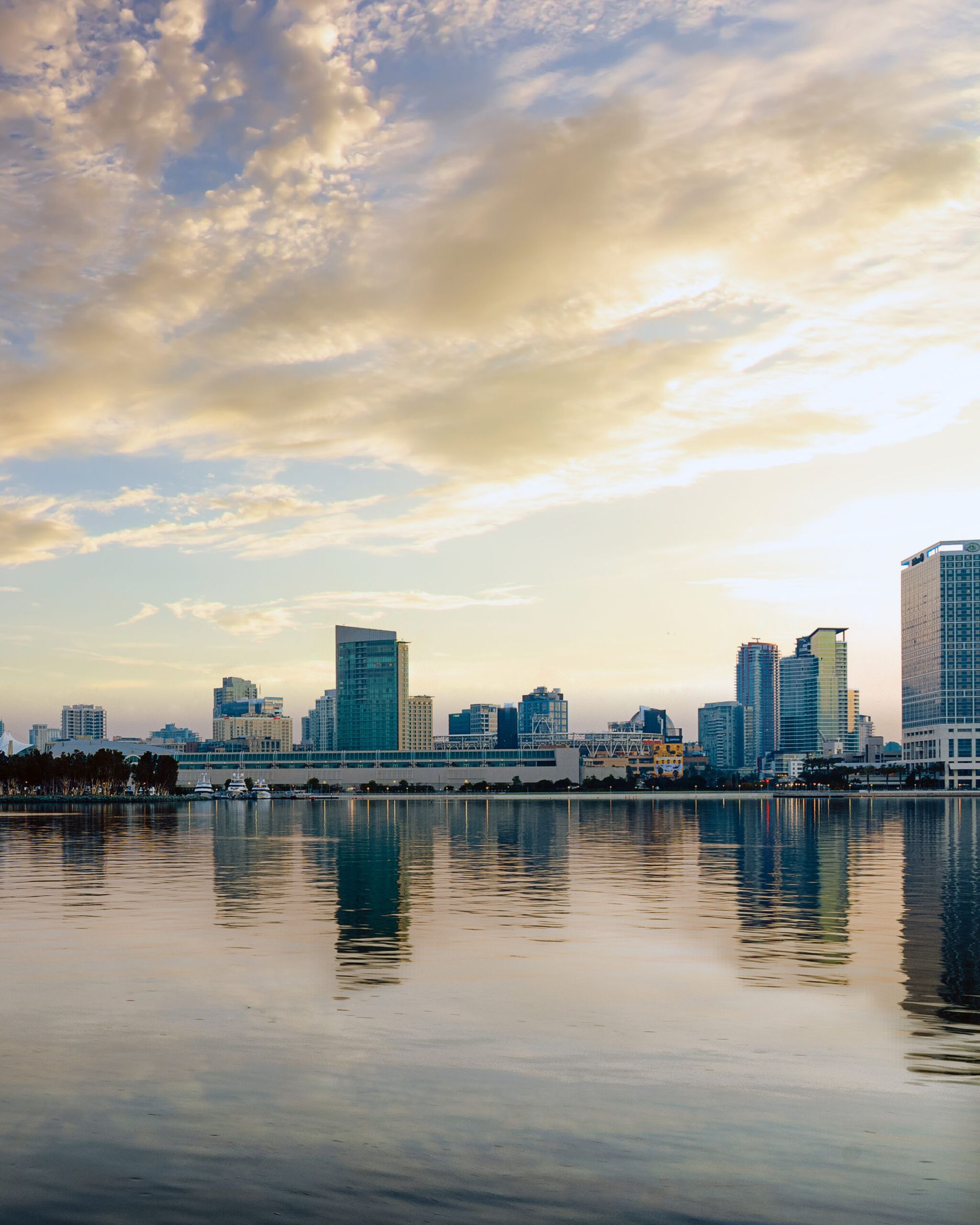 A view of the Cityscape of Coronado Island at sunrise.