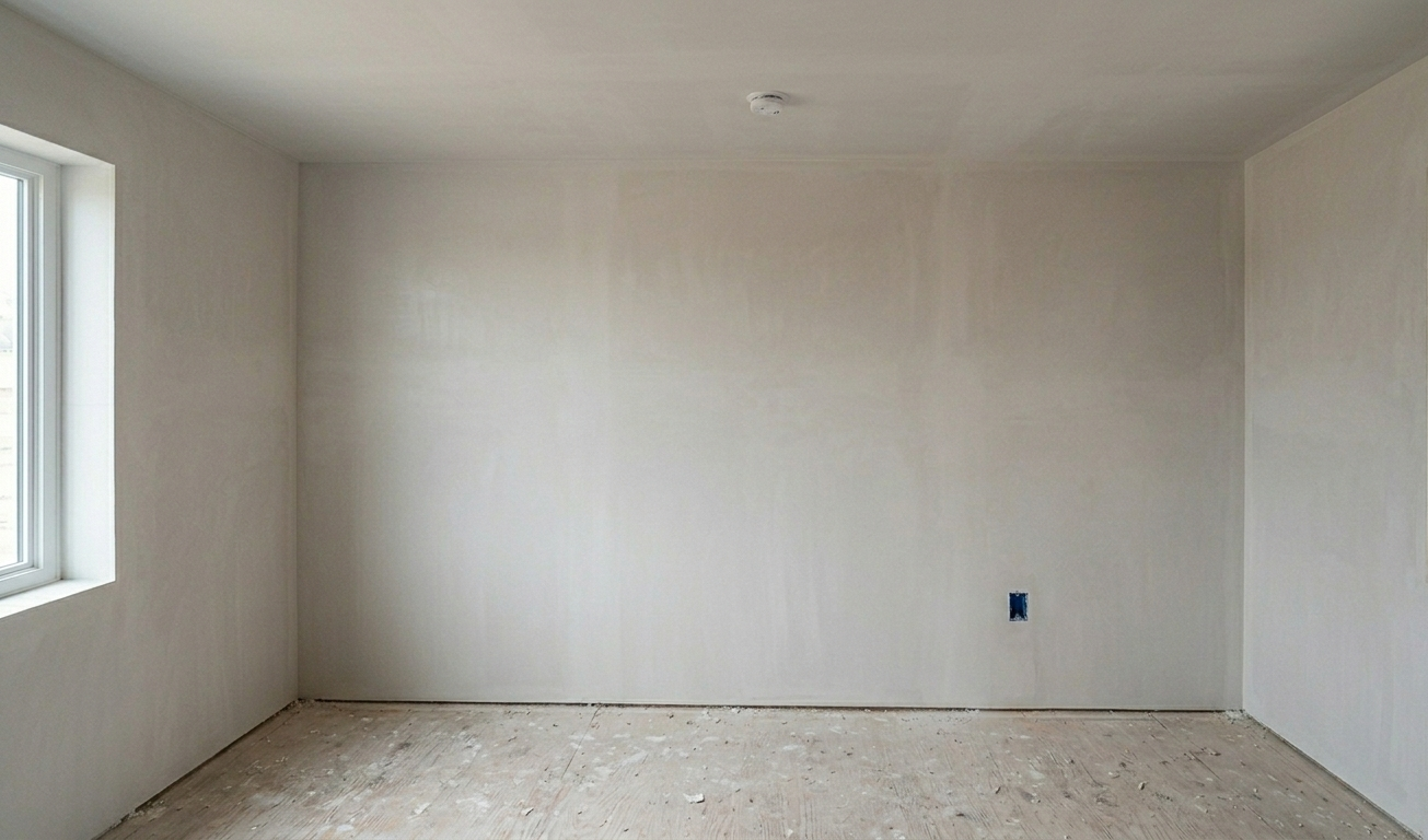 A man is kneeling down and painting a wall with a roller.