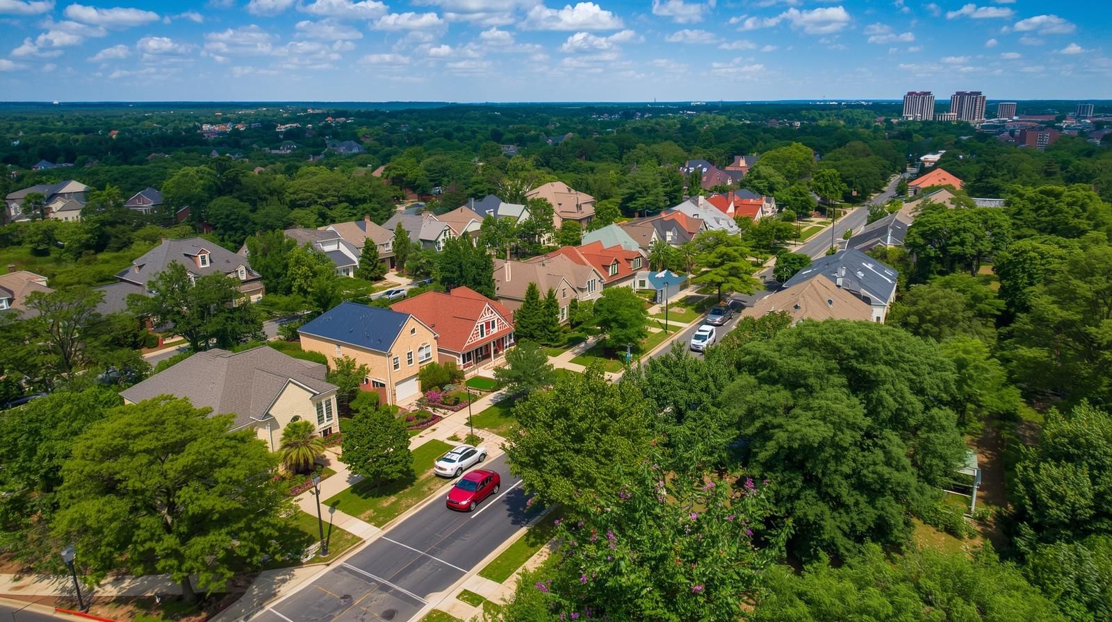 Montgomery, Alabama residential neighborhood with tree-lined streets and homes.