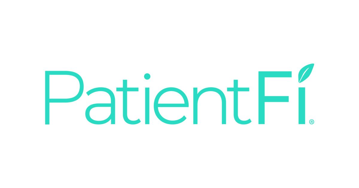 a logo for patient fi with a leaf in the middle