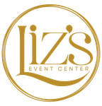 Gold Liz&rsquo;s Event Center logo inside a circular border on a white background