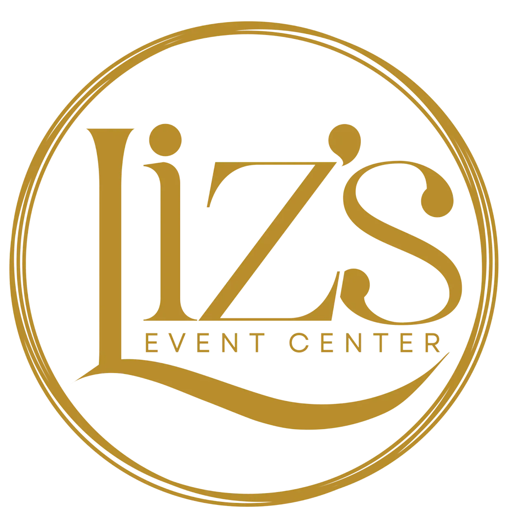 Gold Liz&rsquo;s Event Center logo inside a circular border on a white background