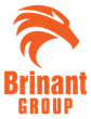 Brinant Group logo. An orange eagle head with Brinant Group written below