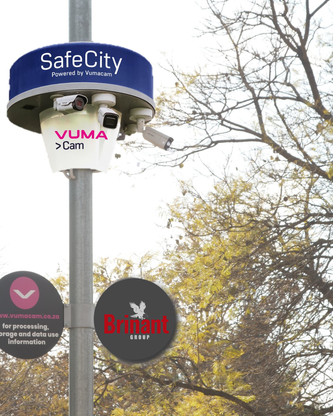 SafeCity CCTV Pole with Brinant Branding