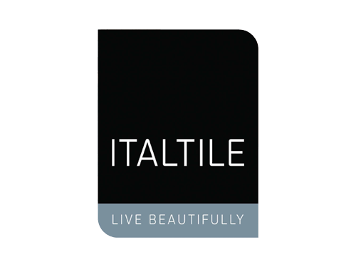 ITALTILE black, grey and white logo.