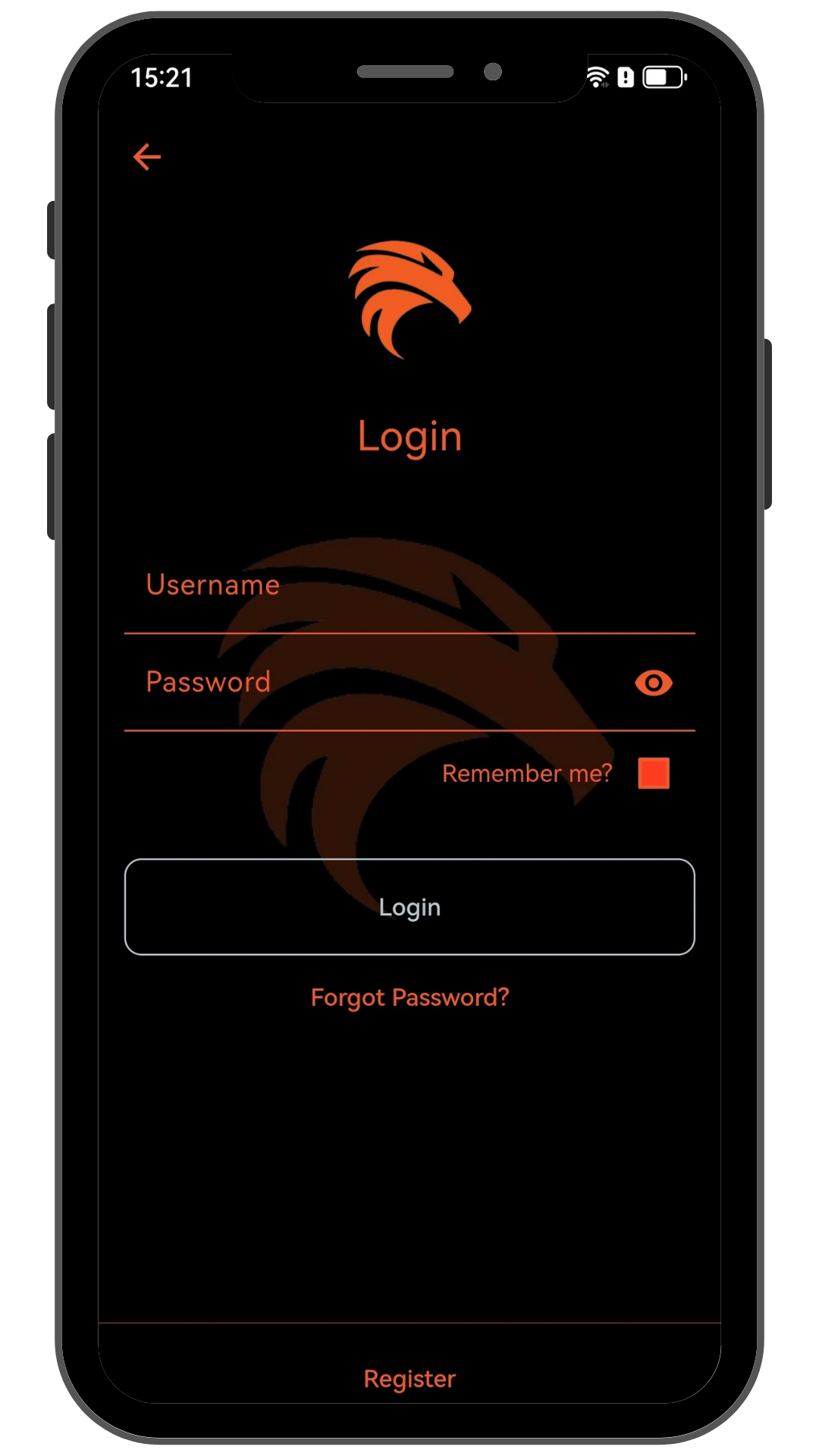 Screenshot of Brinant SOS app language options.
