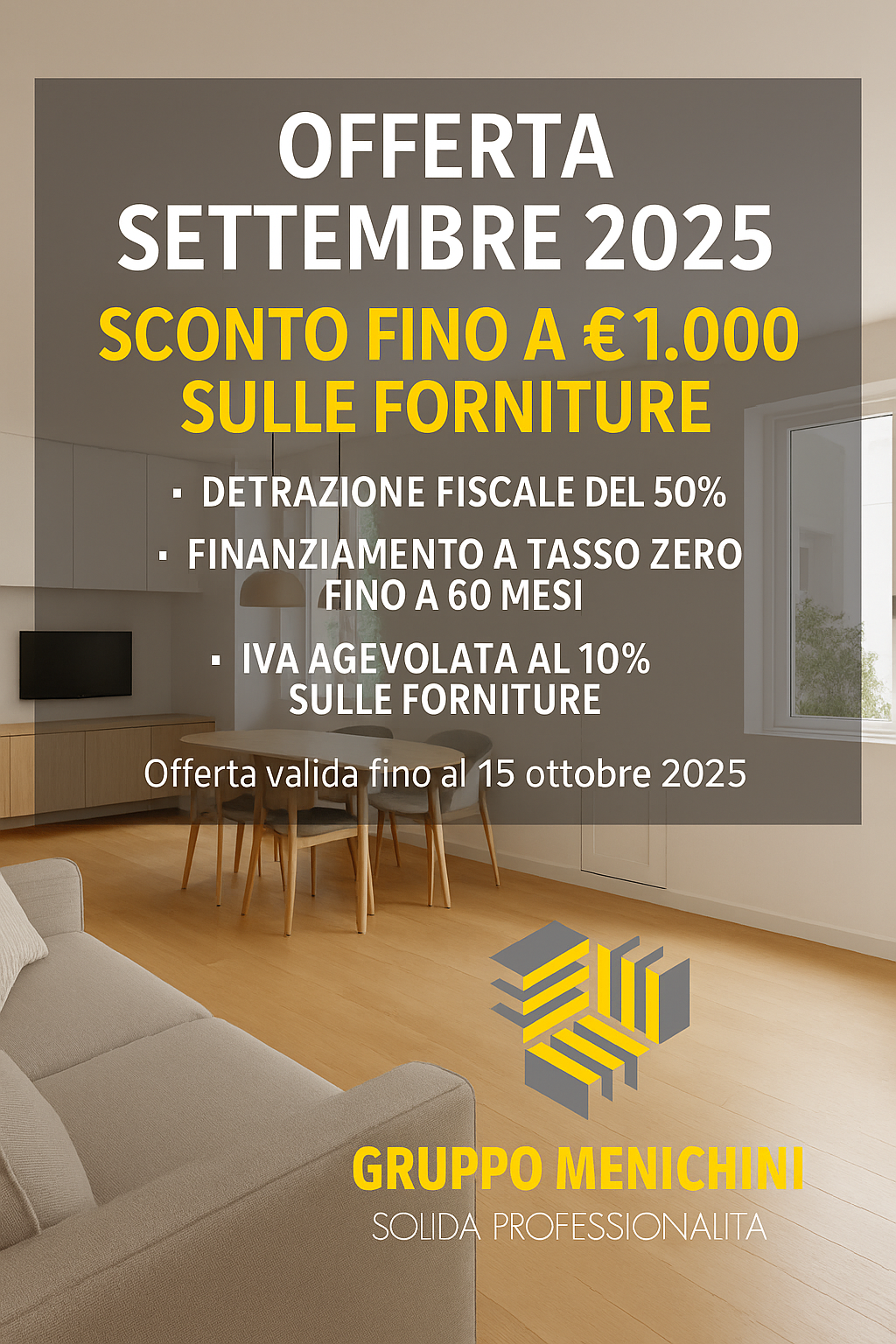 Offerta ristrutturazione casa Roma settembre ottobre 2025 – sconto fino a 1000 euro sulle forniture, detrazione fiscale 50%, finanziamento a tasso zero e IVA agevolata con Gruppo Menichini