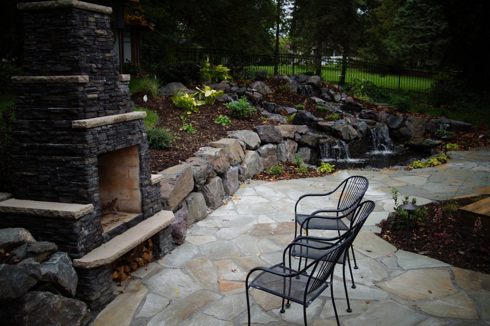 stone fireplace - landscaping in Delano, MN